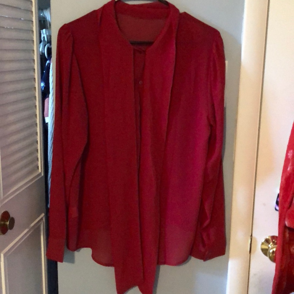 Red See through blouse